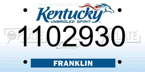 1102930 Kentucky License Plate