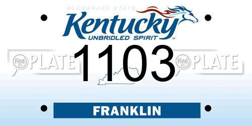1103 Kentucky License Plate