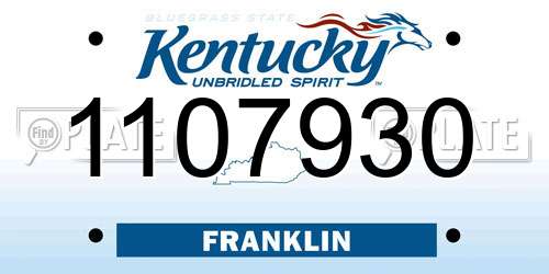 1107930 Kentucky License Plate
