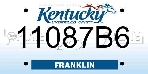11087B6 Kentucky License Plate
