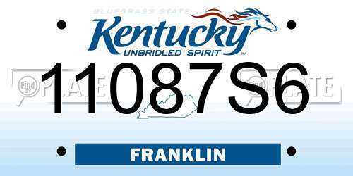 11087S6 Kentucky License Plate