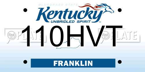110HVT Kentucky License Plate