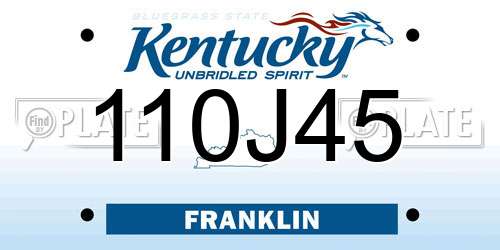 110J45 Kentucky License Plate
