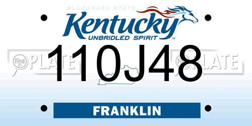 110J48 Kentucky License Plate