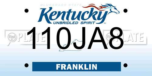 110JA8 Kentucky License Plate