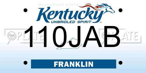 110JAB Kentucky License Plate