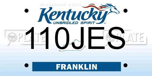 110JES Kentucky License Plate