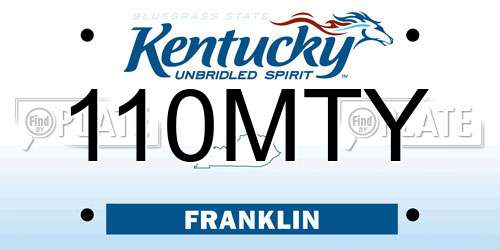 110MTY Kentucky License Plate