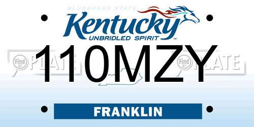 110MZY Kentucky License Plate