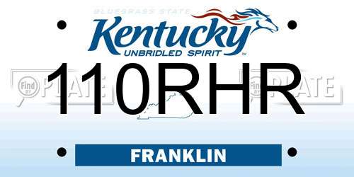 110RHR Kentucky License Plate