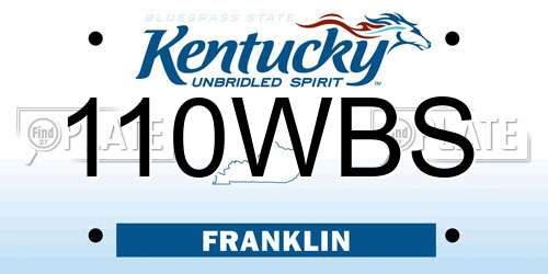 110WBS Kentucky License Plate