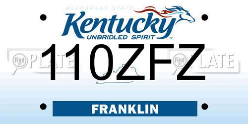 110ZFZ Kentucky License Plate