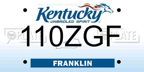 110ZGF Kentucky License Plate