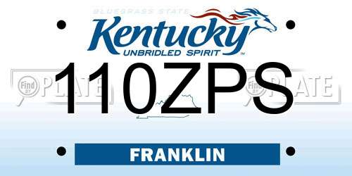 110ZPS Kentucky License Plate