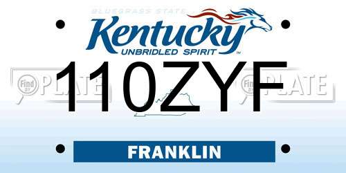 110ZYF Kentucky License Plate
