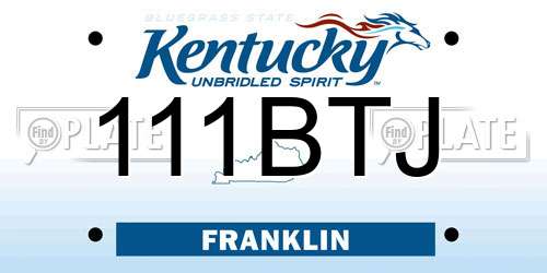 111BTJ Kentucky License Plate