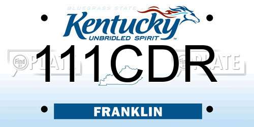 111CDR Kentucky License Plate