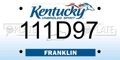 111D97 Kentucky License Plate