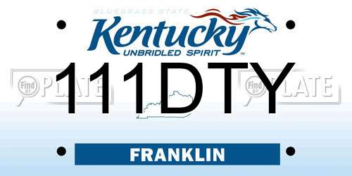 111DTY Kentucky License Plate