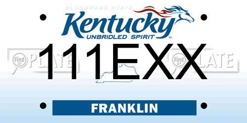 111EXX Kentucky License Plate