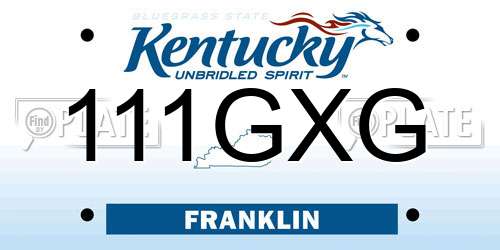 111GXG Kentucky License Plate