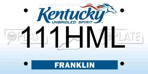 111HML Kentucky License Plate