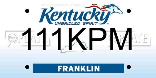 111KPM Kentucky License Plate