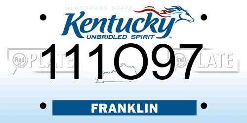 111O97 Kentucky License Plate