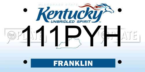 111PYH Kentucky License Plate