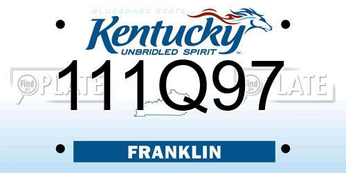 111Q97 Kentucky License Plate