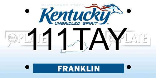 111TAY Kentucky License Plate