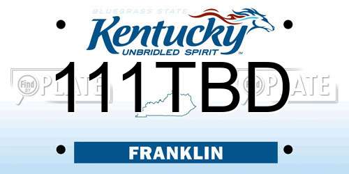 111TBD Kentucky License Plate