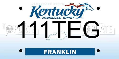 111TEG Kentucky License Plate