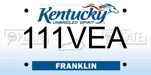 111VEA Kentucky License Plate
