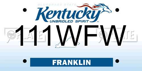 111WFW Kentucky License Plate
