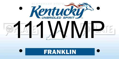 111WMP Kentucky License Plate