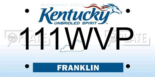 111WVP Kentucky License Plate