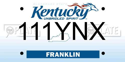 111YNX Kentucky License Plate