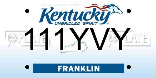 111YVY Kentucky License Plate