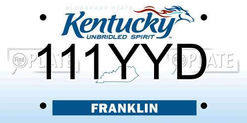 111YYD Kentucky License Plate