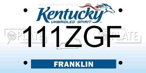 111ZGF Kentucky License Plate