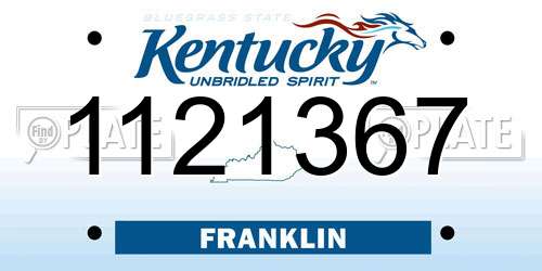 1121367 Kentucky License Plate