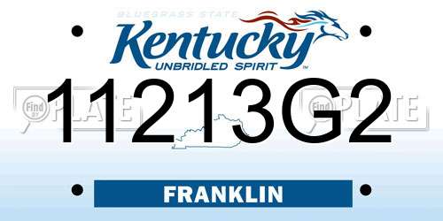11213G2 Kentucky License Plate