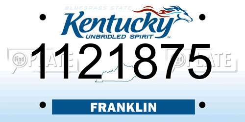 1121875 Kentucky License Plate