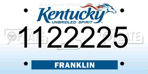 1122225 Kentucky License Plate