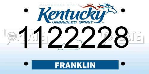 1122228 Kentucky License Plate