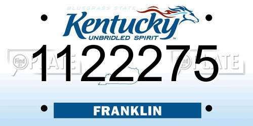 1122275 Kentucky License Plate