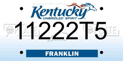 11222T5 Kentucky License Plate