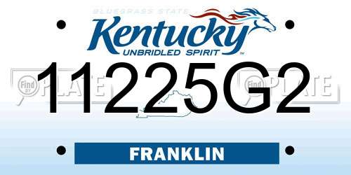 11225G2 Kentucky License Plate