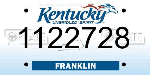 1122728 Kentucky License Plate